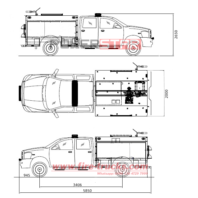 Isuzu 4x4 drive firefighting pick up drawing