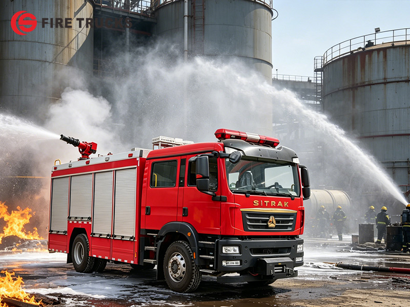 Philippines HOWO SITRAK 4x2 350HP  foam water rescue pumper for oil depot fire