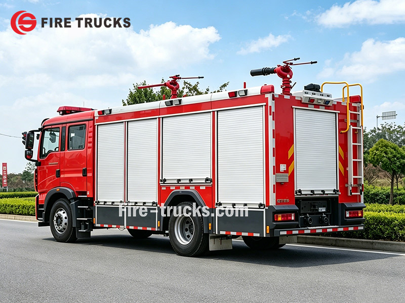 HOWO 4x2 dry powder water fire fighting vehicle for warehouse Philippines Dubai 