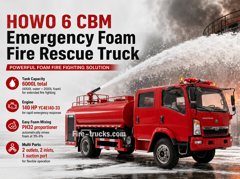 HOWO 140HP 4000L 2000L foam water fire truck fire tender Philippines HOWO 140HP 4000L 2000L foam water fire truck fire tender Philippines
