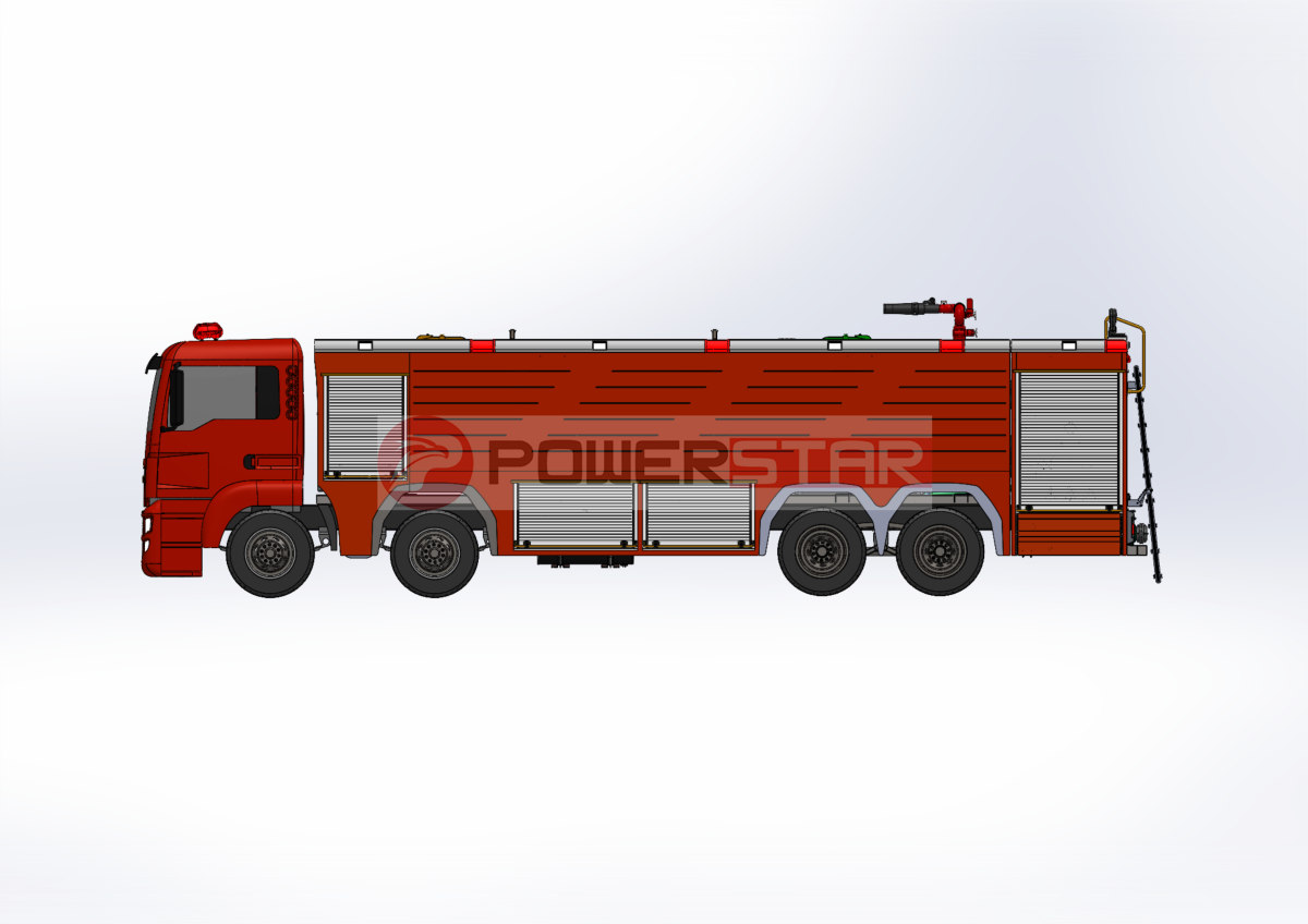 8x4 petrochemical foam fire truck 2D & 3D drawing