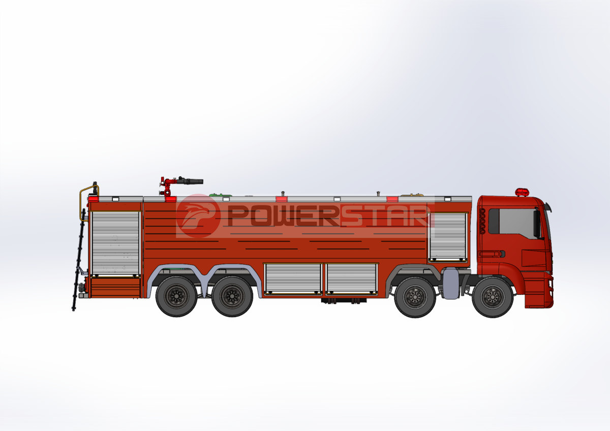 8x4 heavy-duty foam water fire truck CAD drawing