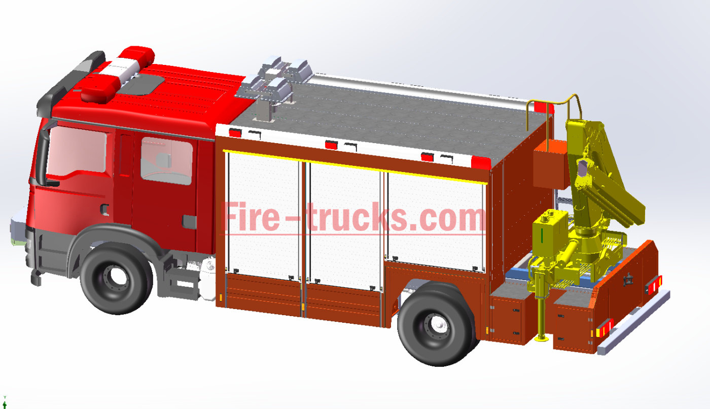 HOWO Rescue Fire Fighting Truck mounted Crane technical drawing
